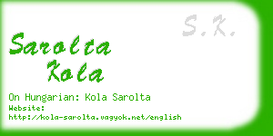 sarolta kola business card